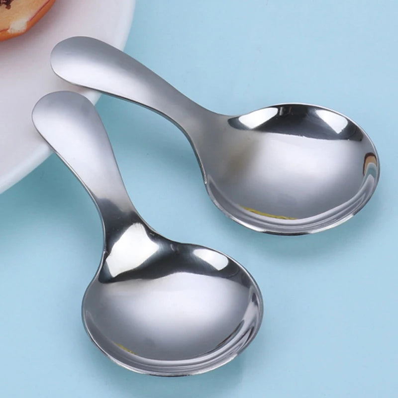 Cute Stainless Steel Spoon Short Handle Gold Ice Cream Tea Coffee Spoon Kids Spoon Kitchen Condiment Spice Scoop