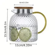 Glass Pitcher Glass Pitcher with Lid  High Borosilicate Glass Heavy Duty Water Pitcher for Cold/Hot Drinks Iced Tea Juice Milk