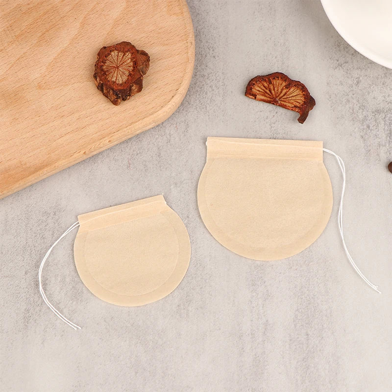 50Pcs Tea Bags Biodegradable Paper Drawstring Eco-Friendly Filter Empty Loose Leaf Powder Herbal Medicine Strainer 6.5*7cm 5*6cm