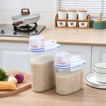 2/1.5kg Food Pail Plastic Storage Tank with Measuring Cup Container Moisture-proof Sealed Jar Pet Supplies Accessories