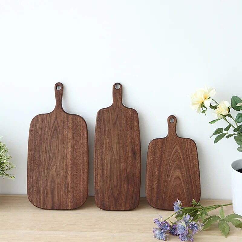 Quality Kitchen Wooden Chopping Blocks Beech Walnut Cutting Board Pizza Bread Fruit Sushi Tray Hangable Non-slip Kitchen Tools