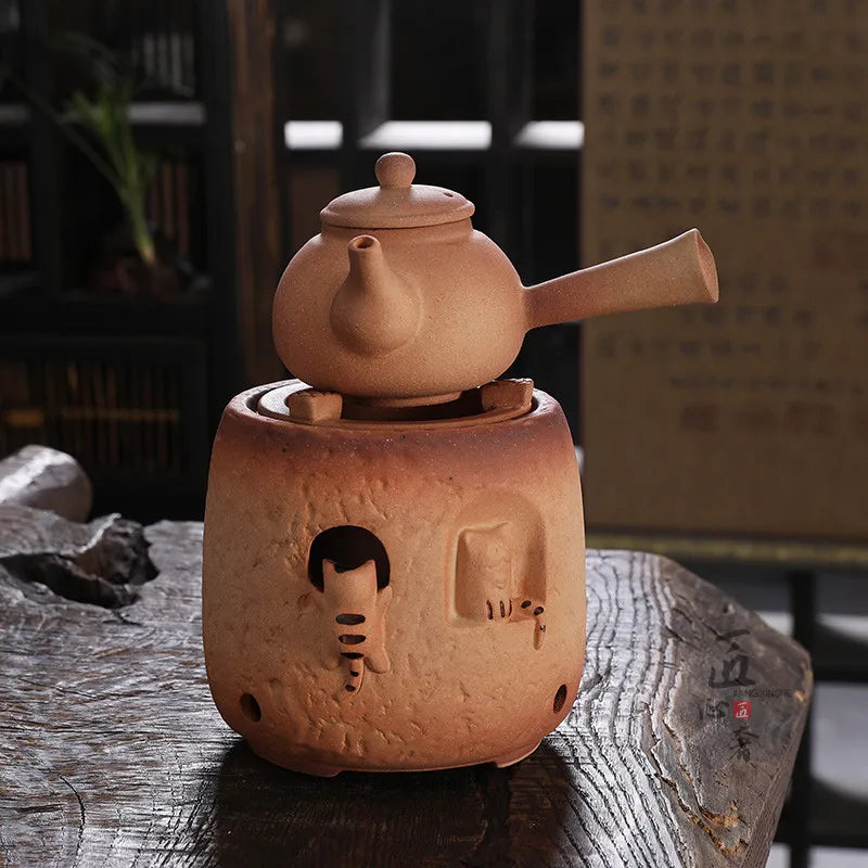 High Temperature Resistant Rough Pottery Boiled Teapot Kettle Tea Ceremony Kung Fu Teapot Retro Handmade Teapot Tea Fire Stoves