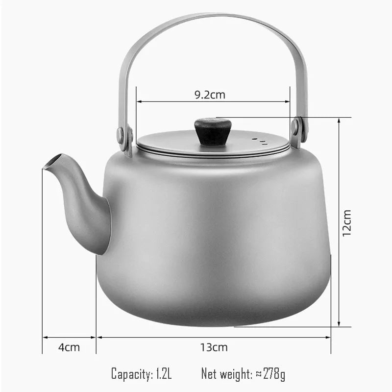 1.2L Pure Titanium Kettle,Can Be Heated,Sandblasting Process,Double Anti-ironing Foldable Handle,Filter Tea Leak,Home Teapot