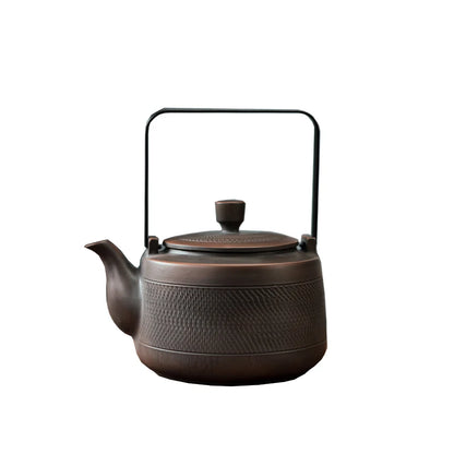 750ML Pottery Teapot Tea Maker Single Pot Large Size Pure Manual  Ceramic Large-capacity Teapot Lifting Beam Pot