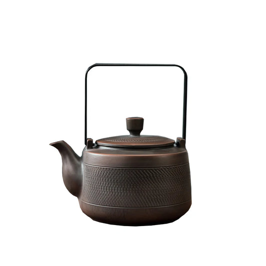 750ML Pottery Teapot Tea Maker Single Pot Large Size Pure Manual  Ceramic Large-capacity Teapot Lifting Beam Pot