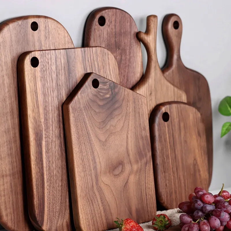 Quality Kitchen Wooden Chopping Blocks Beech Walnut Cutting Board Pizza Bread Fruit Sushi Tray Hangable Non-slip Kitchen Tools