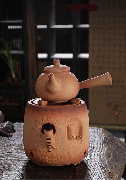 High Temperature Resistant Rough Pottery Boiled Teapot Kettle Tea Ceremony Kung Fu Teapot Retro Handmade Teapot Tea Fire Stoves