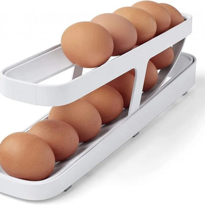 Automatic Rolling Egg Holder Rack Fridge Egg Storage Box Egg Container Kitchen Refrigerator Egg Dispenser Fridge Organizer