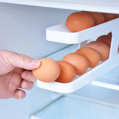 Automatic Rolling Egg Holder Rack Fridge Egg Storage Box Egg Container Kitchen Refrigerator Egg Dispenser Fridge Organizer