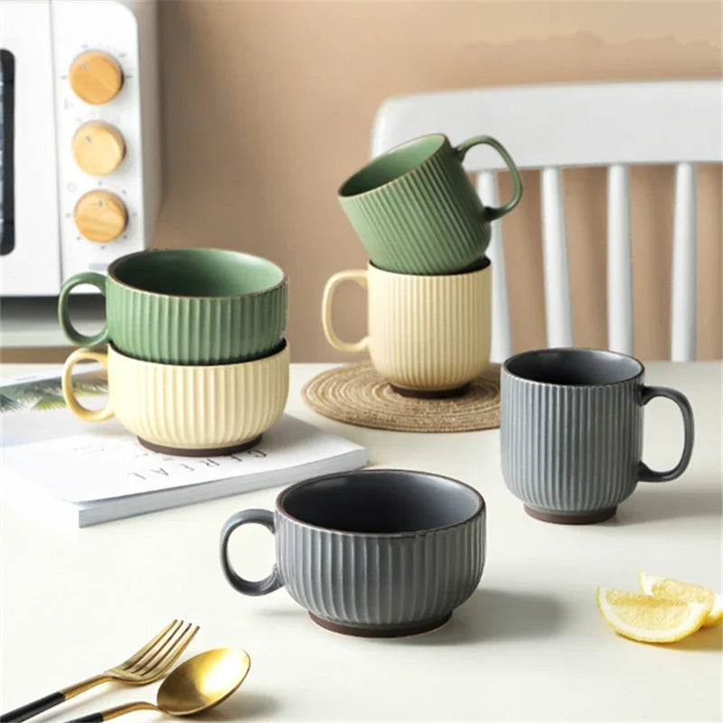 350/420ml China Ceramic Mugs for Coffee Tea Original Porcelain Home Office Heat Resistant Oatmeal Breakfast Cups Kitchen Tools