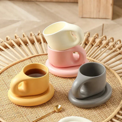 400ml Splash Ink Floriddle Ceramic Mug with Saucer Coffee Cups and Saucers Home Office Tea Cup Coffee Cups Korean Mug Ceramic Pl