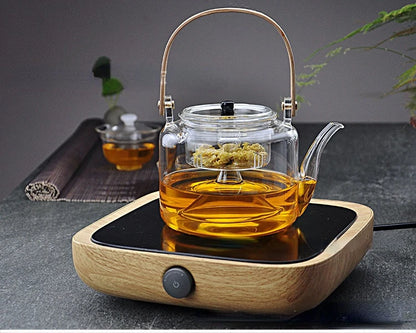 Kettle Electric Pottery Stove Heating Filter Glass Steaming Teapot Tea Cooker Flower Tea Pot Flat Bamboo Lifting Beam Pot