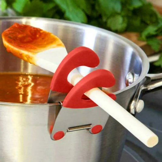 1Pcs Stainless Steel Pot Side Clips Anti-scalding Spoon Holder Kitchen Gadgets Rubber Kitchen Gadgets Kitchen Vegetable Tools