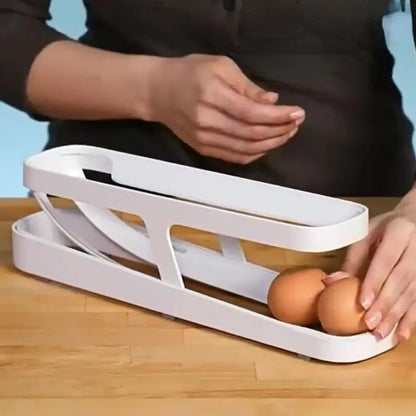 Automatic Rolling Egg Holder Rack Fridge Egg Storage Box Egg Container Kitchen Refrigerator Egg Dispenser Fridge Organizer