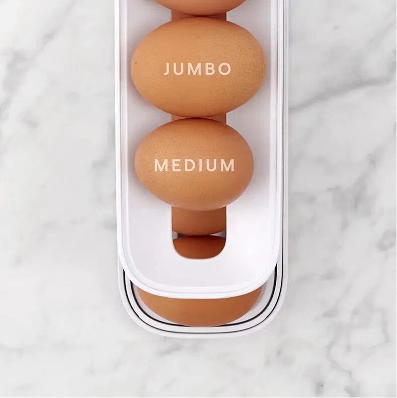 Automatic Rolling Egg Holder Rack Fridge Egg Storage Box Egg Container Kitchen Refrigerator Egg Dispenser Fridge Organizer