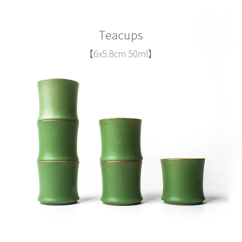 TANGPIN - Green Bamboo Tea Set, Tea Pot and Tea Cups