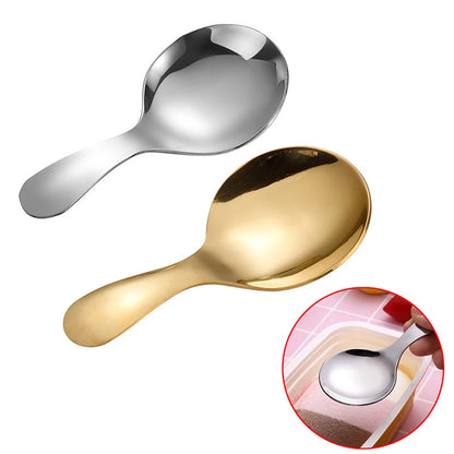 Cute Stainless Steel Spoon Short Handle Gold Ice Cream Tea Coffee Spoon Kids Spoon Kitchen Condiment Spice Scoop