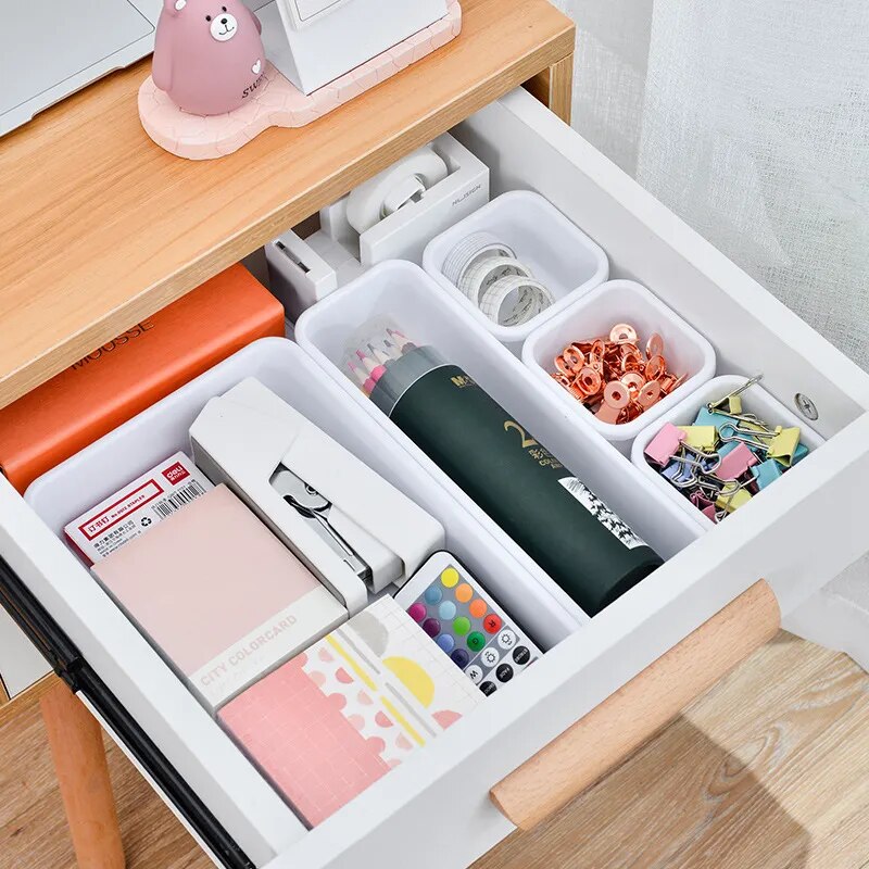 8pcs/set Adjustable Drawer Organizer Box Trays Make Up Cosmetics Sundries Divider Holder Kitchen Bathroom Closet Jewellery Box