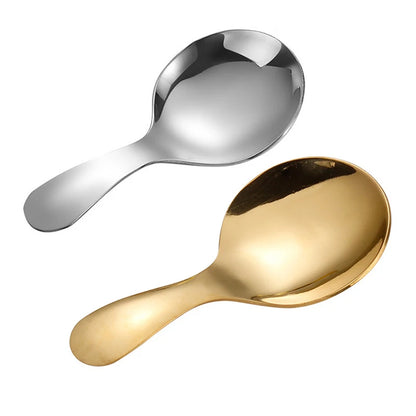 Cute Stainless Steel Spoon Short Handle Gold Ice Cream Tea Coffee Spoon Kids Spoon Kitchen Condiment Spice Scoop