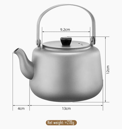 1.2L Pure Titanium Kettle,Can Be Heated,Sandblasting Process,Double Anti-ironing Foldable Handle,Filter Tea Leak,Home Teapot